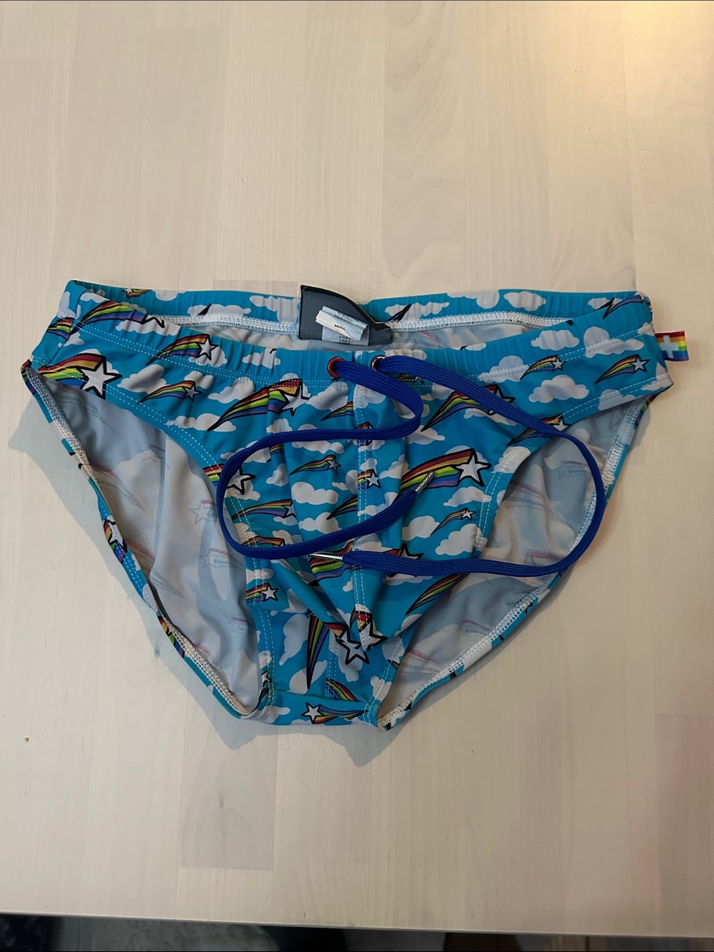 Andrew Christian Blue Rainbow Star Swim Briefs
